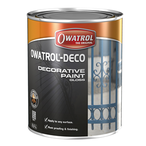 Pittura decorativa antiruggine lucida per tutti i supporti. Owatrol Deco è un primer e allo stesso tempo una pittura decorativa indicata per qualsiasi tipo di supporto interno ed esterno.